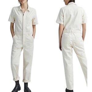 Everlane Womens ‘The Short-Sleeve Denim Coverall’ Super Soft in Bone, Ecru SZ 00